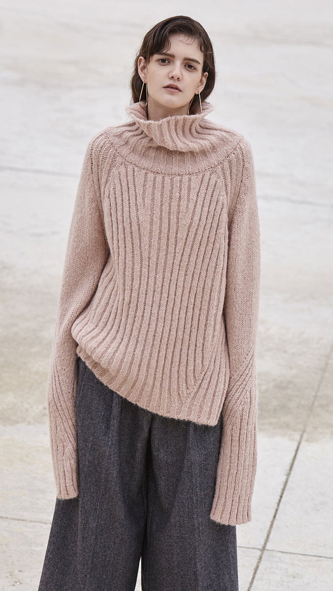 Drop shoulder store popcorn knit sweater