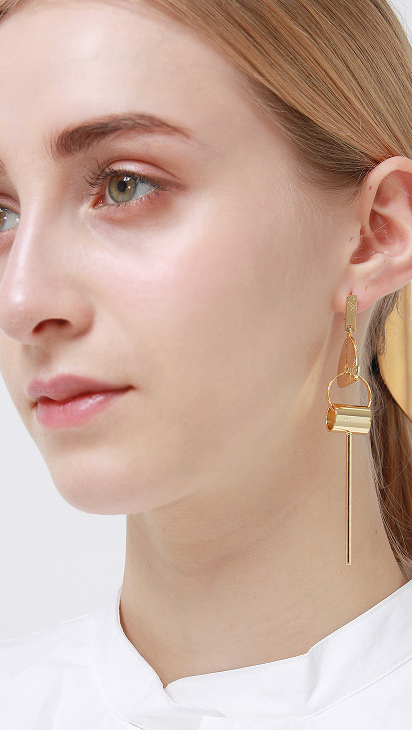 Luz Earring, a mismatched earring set in Gold