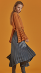 The Valette Skirt is a breezy A-line pleats skirt with flattering edge. With a concealed zip fastening closure at waistband, midi length skirt, fully lined. 