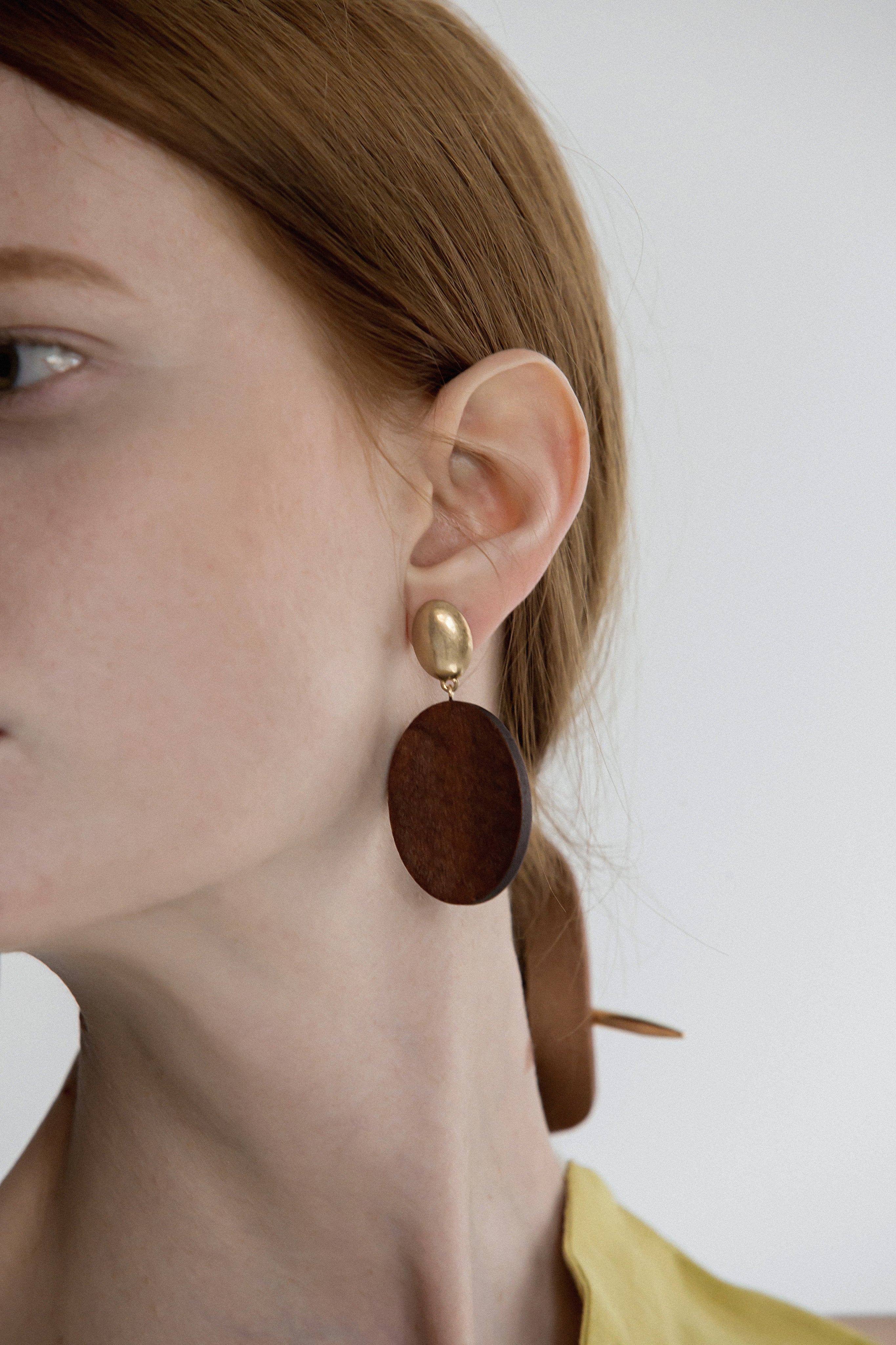 The Vea Earring, a pair of elliptical-shaped earring. Post back. Sold as a set.