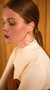 The Yuko, a pair of double layered circle earring. Post back. 